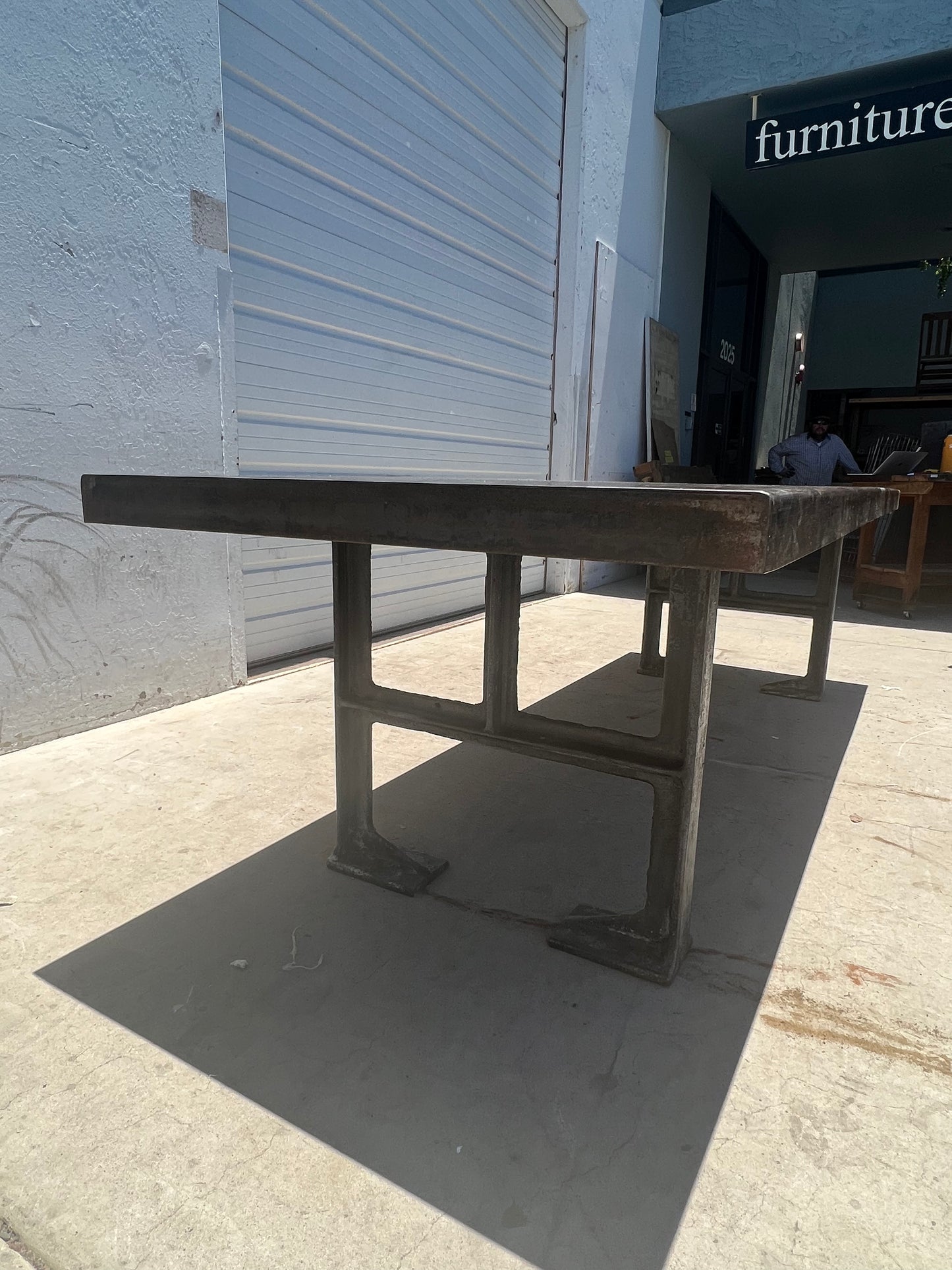 10Ft Steel Table with Iron Machine Legs