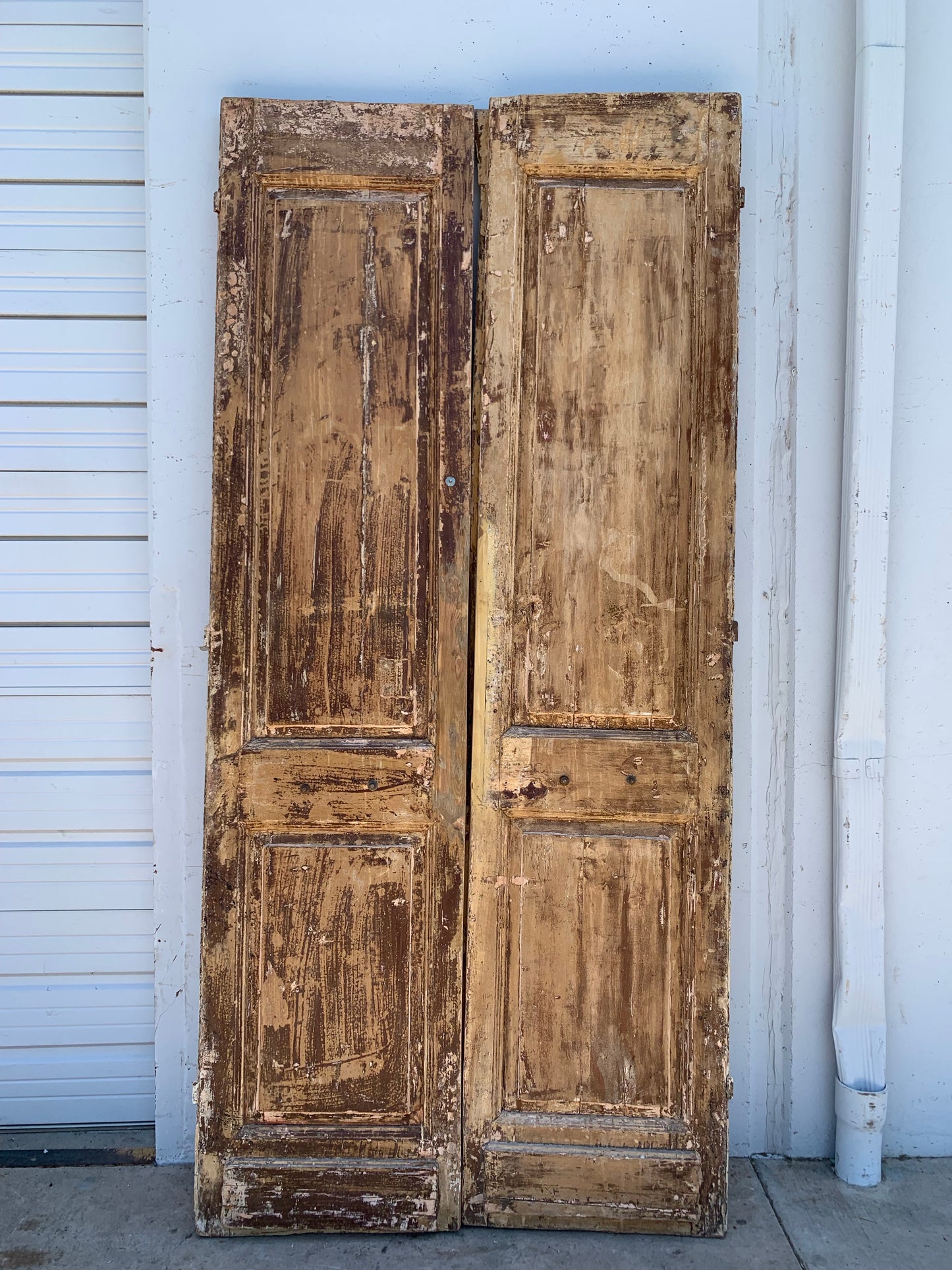 Pair of Distressed Wood Carved Antique Doors