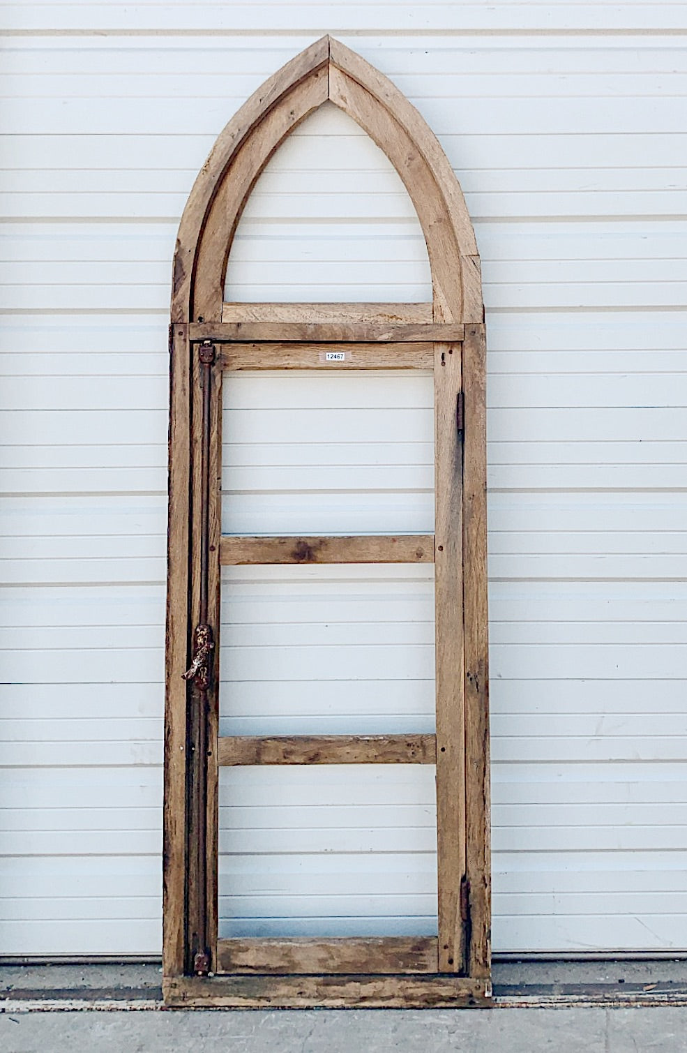 Arched 4 Pane Gothic Style Natural Wood Window Frame (no glass)