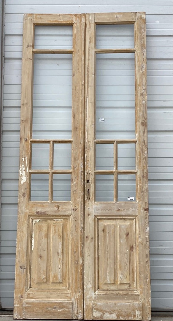 Pair of Washed Wood 6 Lite Antique Doors