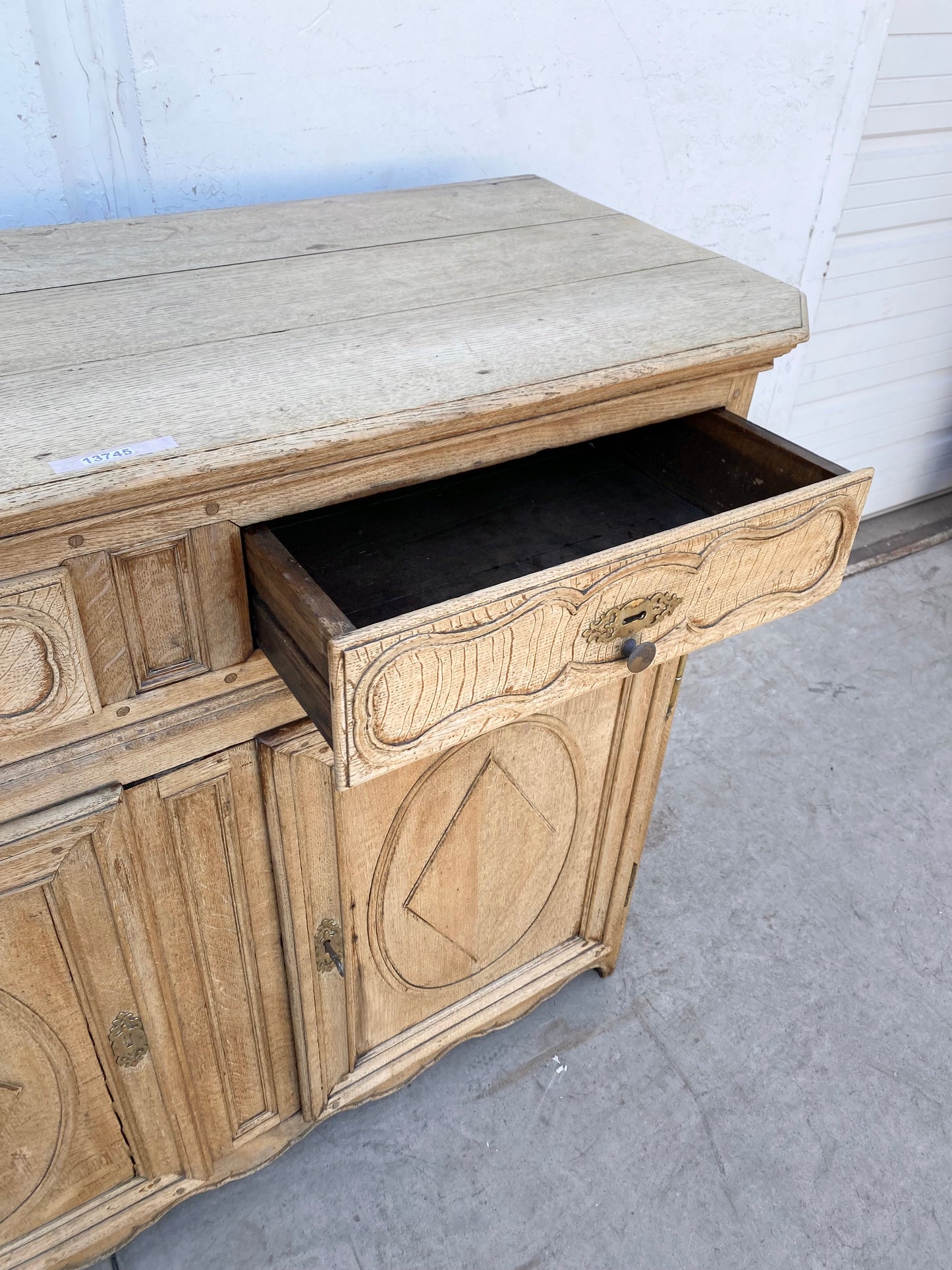 Bleached Wood Antique Sideboard