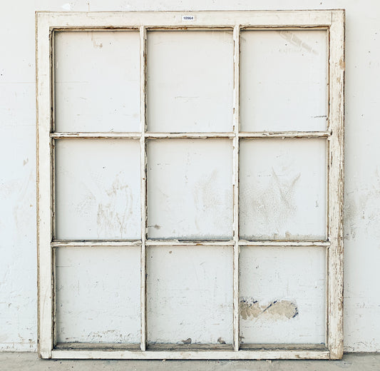 Square 9 Pane White Wood Window Frame