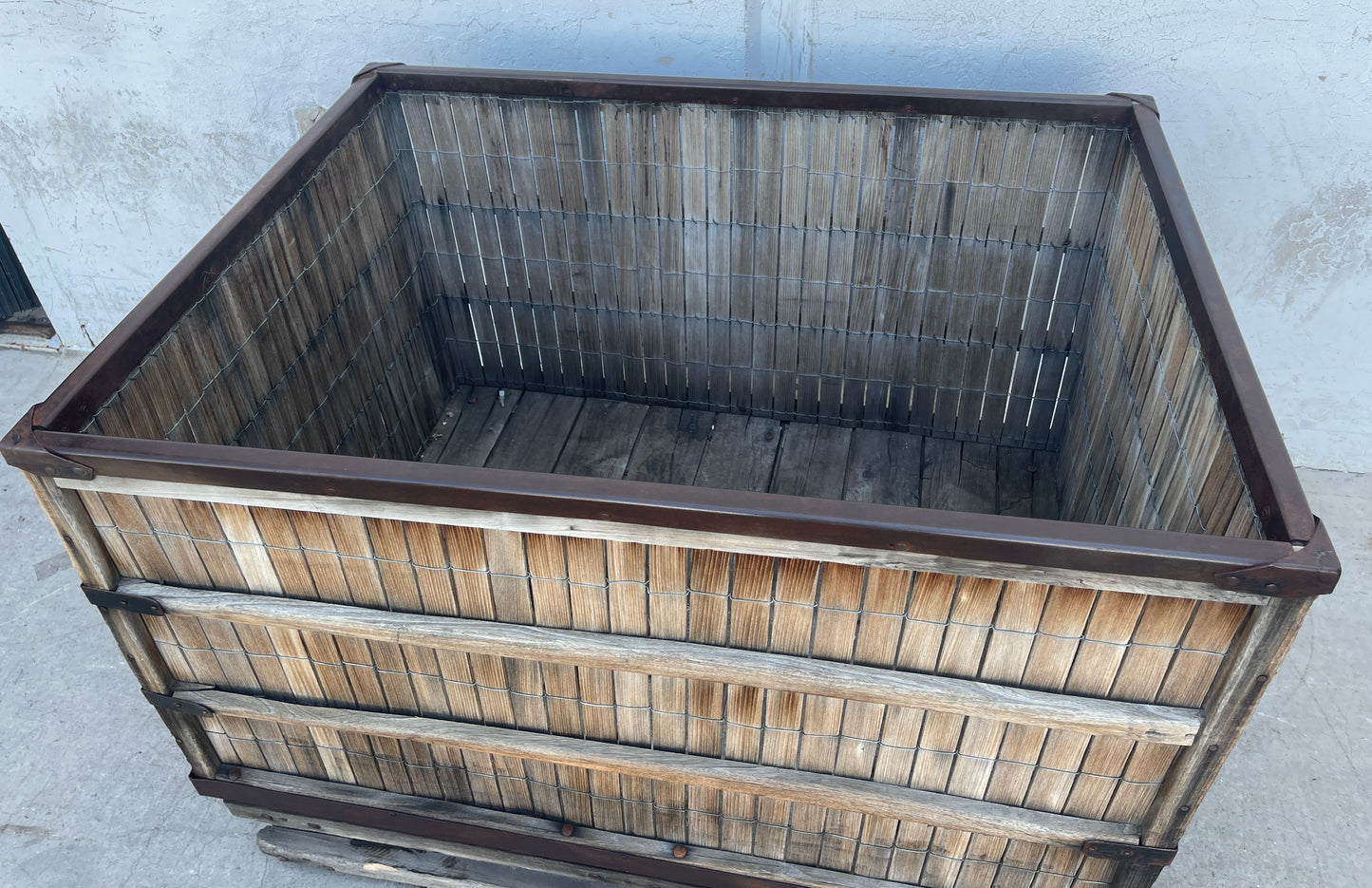 French Wooden Slotted Crate