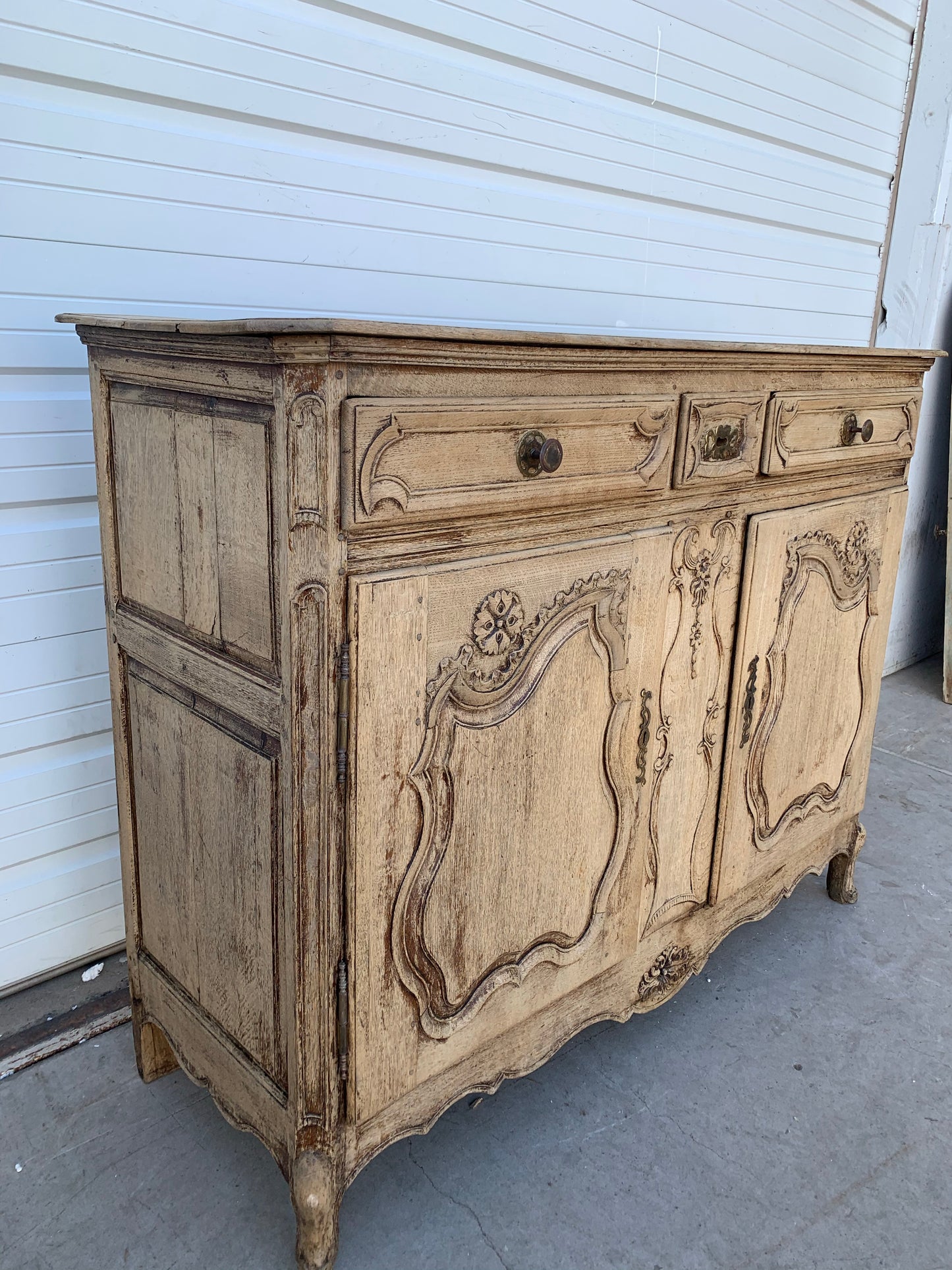 Ornate Bleached Antique Sideboard
