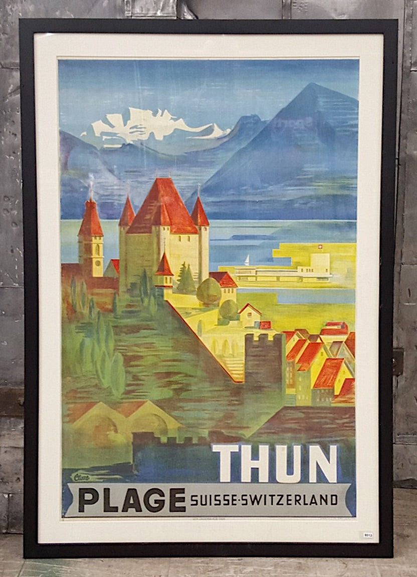 Etienne Clare Framed Thun Plage, Switzerland Travel Poster