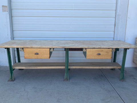 2 Drawer Work Table with Metal Legs