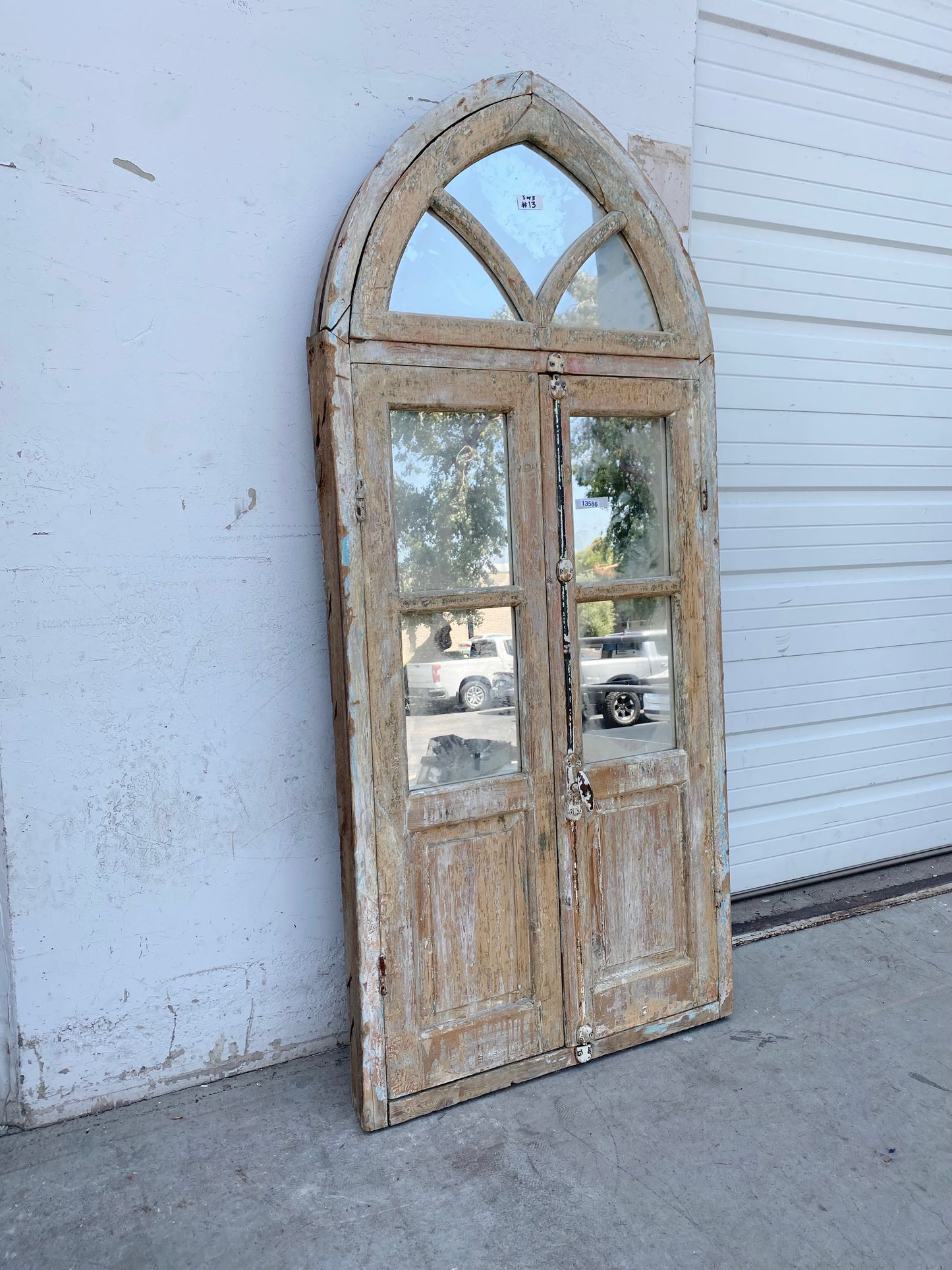 Arched Gothic 3-Pane Mirror with Transom