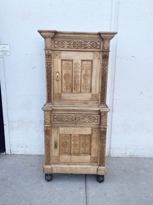 Bleached French Antique Hutch/ Cabinet