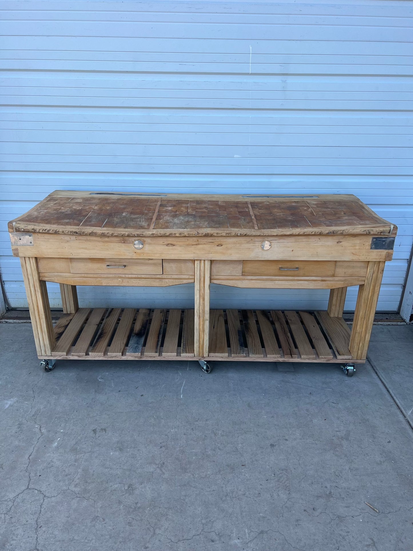 2 Drawer Butcher Block Table
