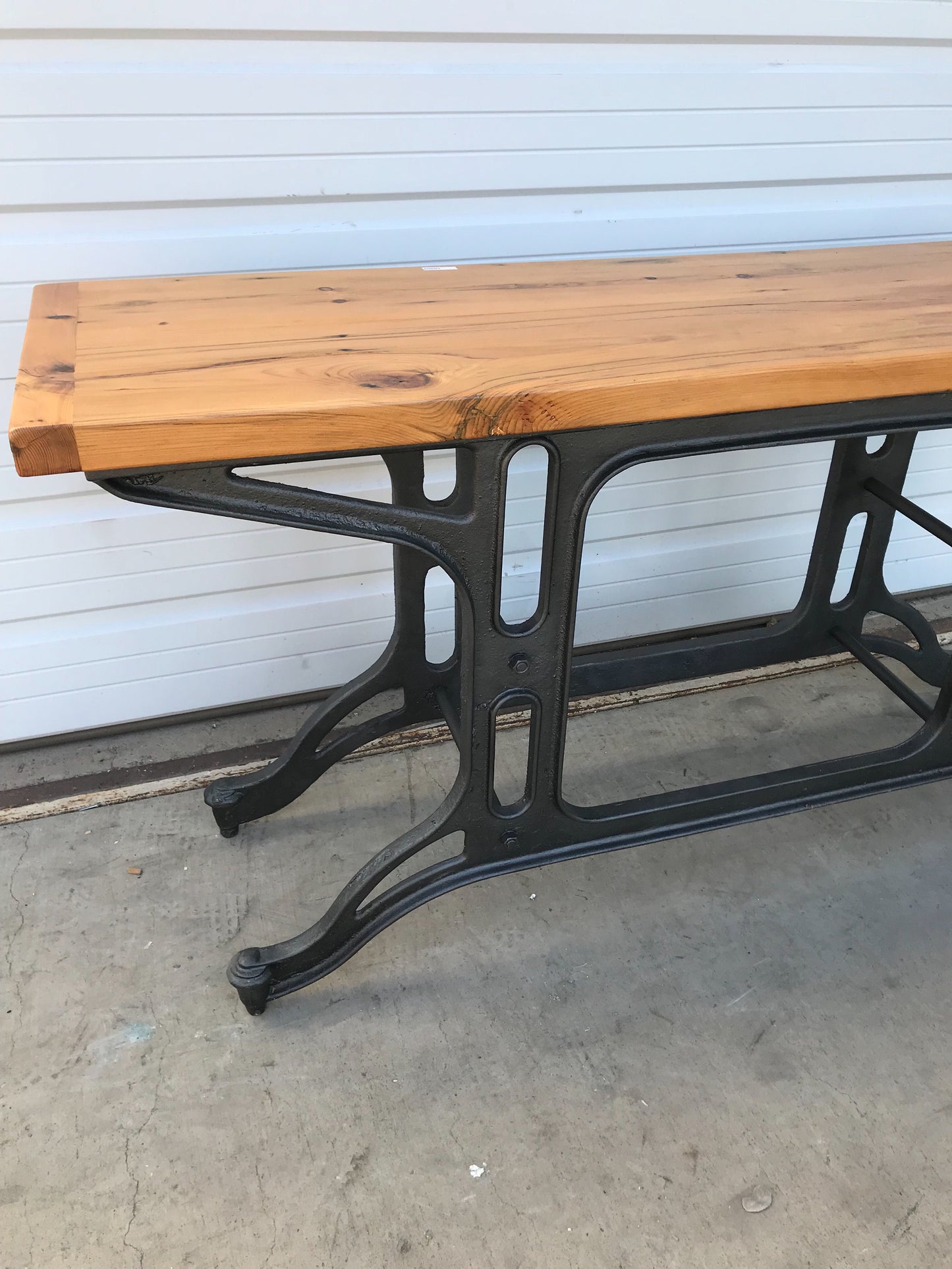 Repurposed Fir Wood and Cast Iron Console Table