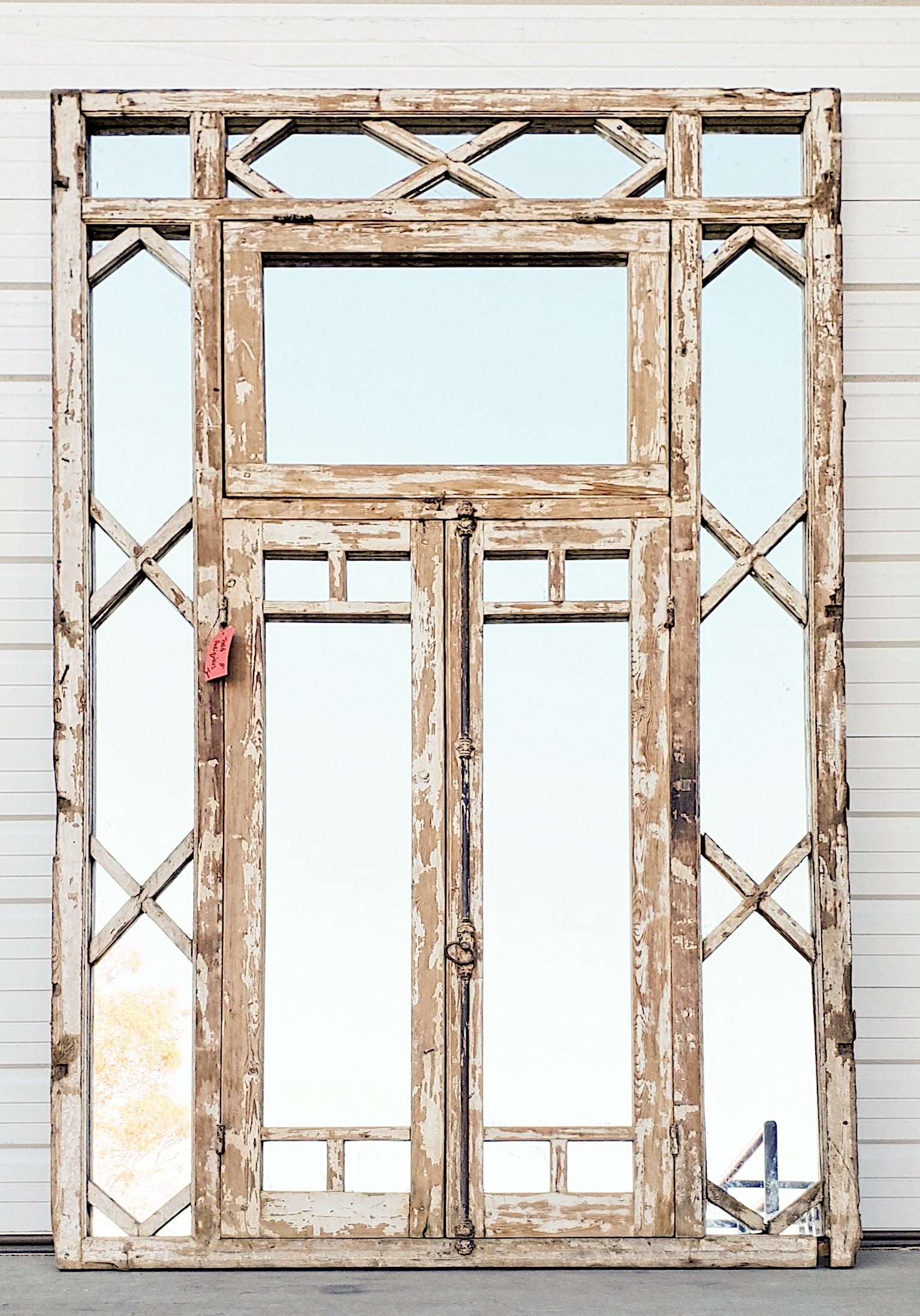 16 Pane Ornate Wooden Mirrored Rectangle Window
