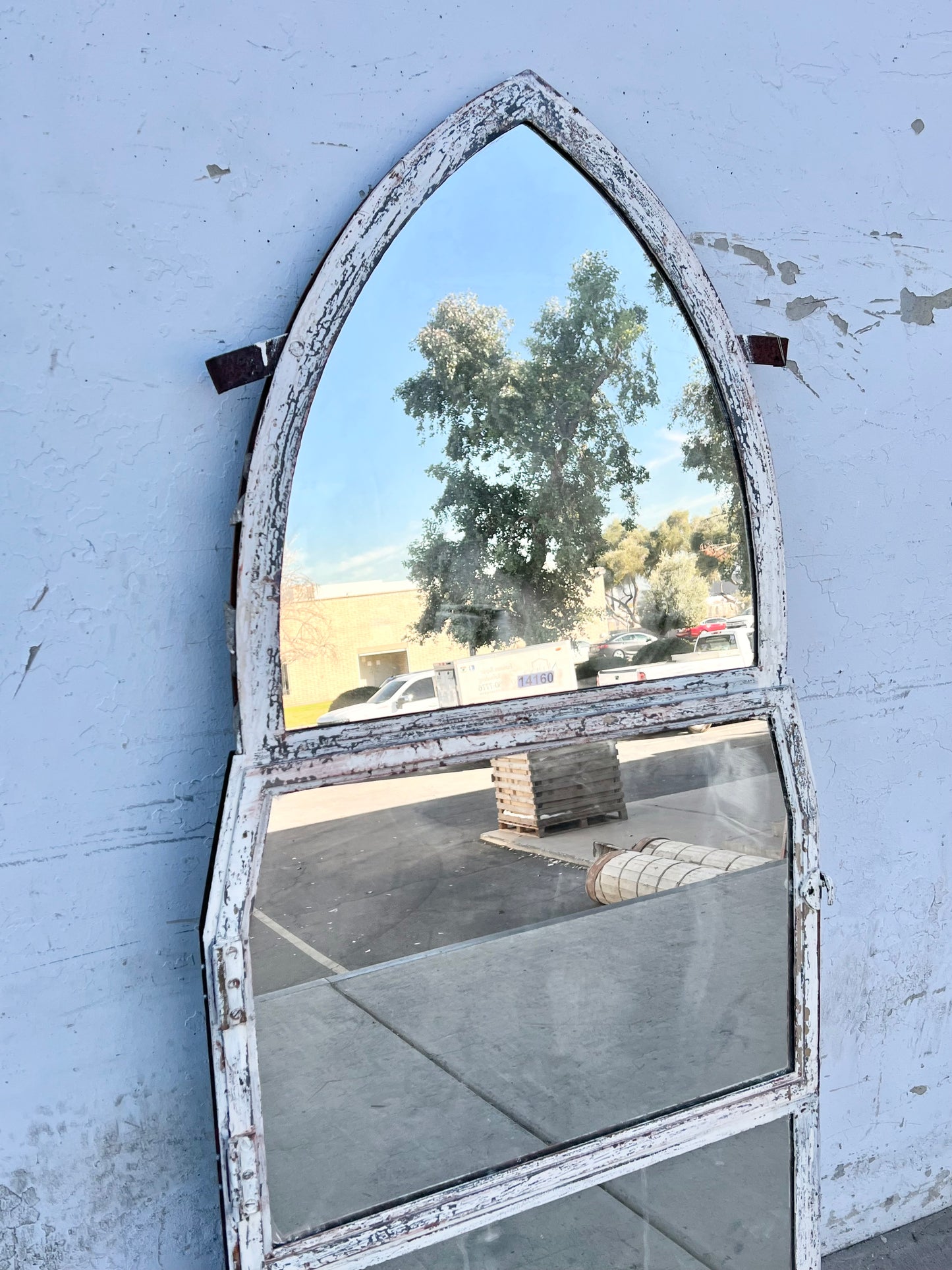 Arched Iron Gothic Style 3 Pane Mirror