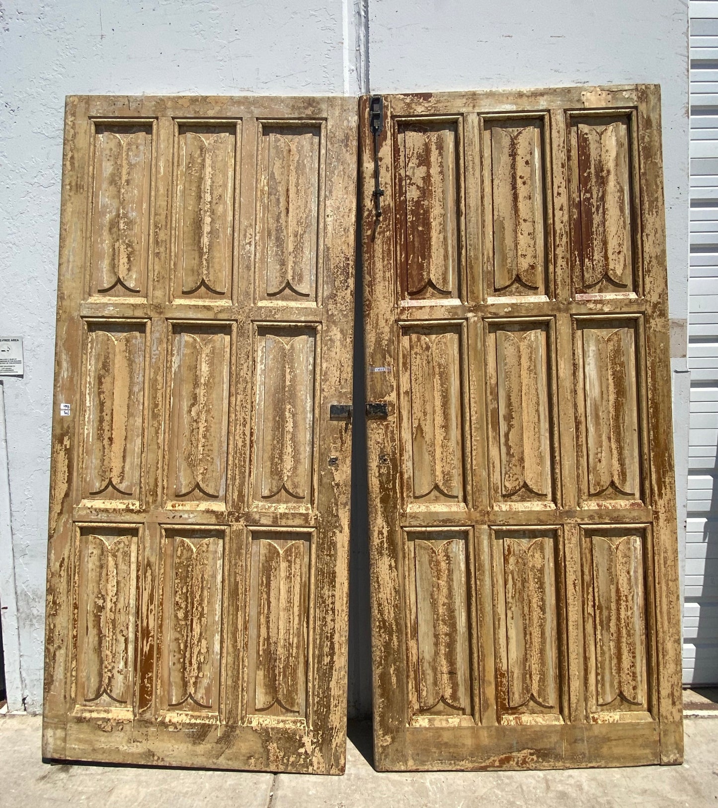 Pair of Washed Wood 9 Panel Antique Doors