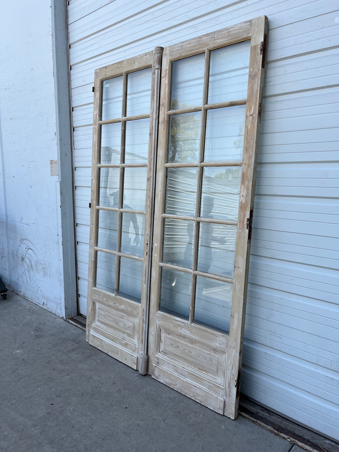 Pair of Washed Antique Doors w/10 Lites