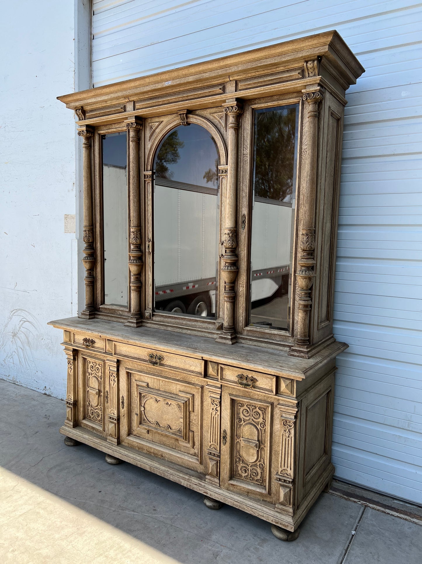 Bleached French Antique Display Cabinet