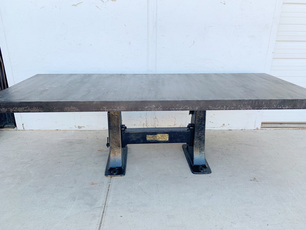 8' Steel Dining Table with Machine Base